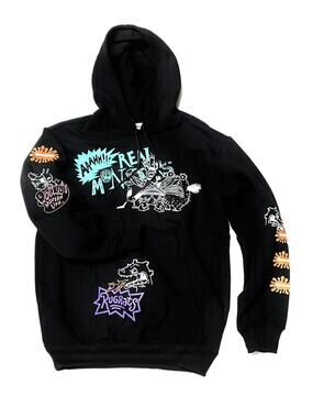 Nickelodeon 90s Cartoons Ahh Real Monsters Rugrats Reptar Hoodie Size S Small